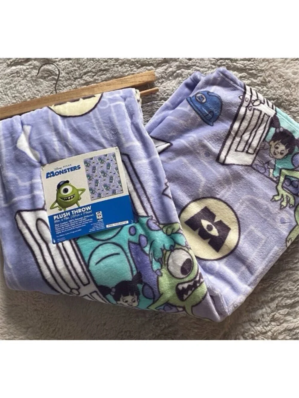 Disney‎ Pixar Monsters Inc Throw Blanket 50”X 70” Sully Mike Boo VIRAL NEW